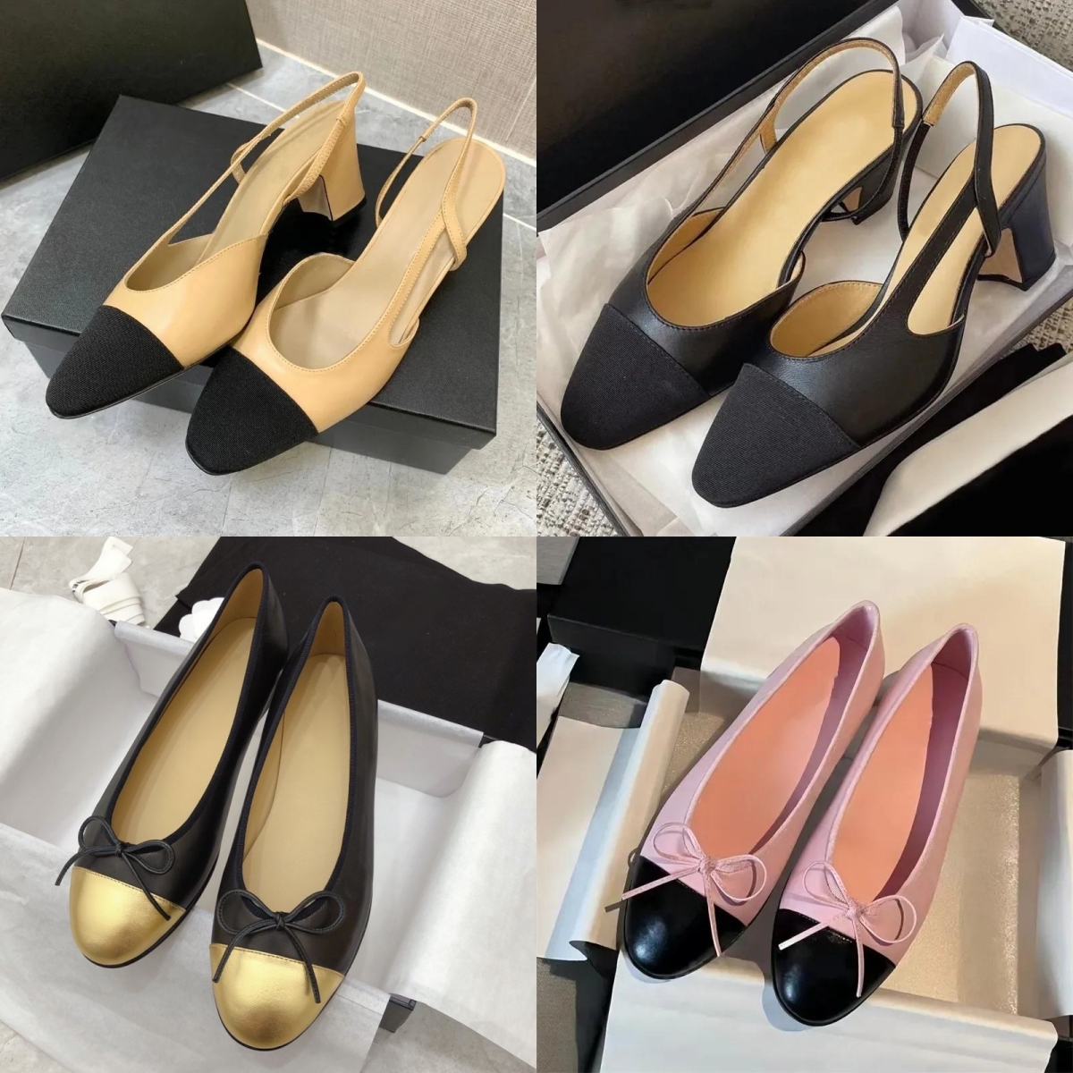 designer shoes Paris Brand ballerina Ballet Flats Shoes Women Quilted Genuine Leather Slip on Ballerina Luxury Round Toe Ladies Dress Shoes Slingbac