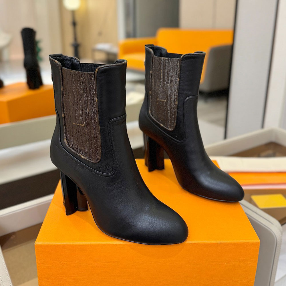 Silhouette Chelsea Ankle Boot Womens Designer Leather Boots 1AIU85 Elastic Side Panels Casual Fashion Pointed Toes Autumn Winter Boots Boots Height