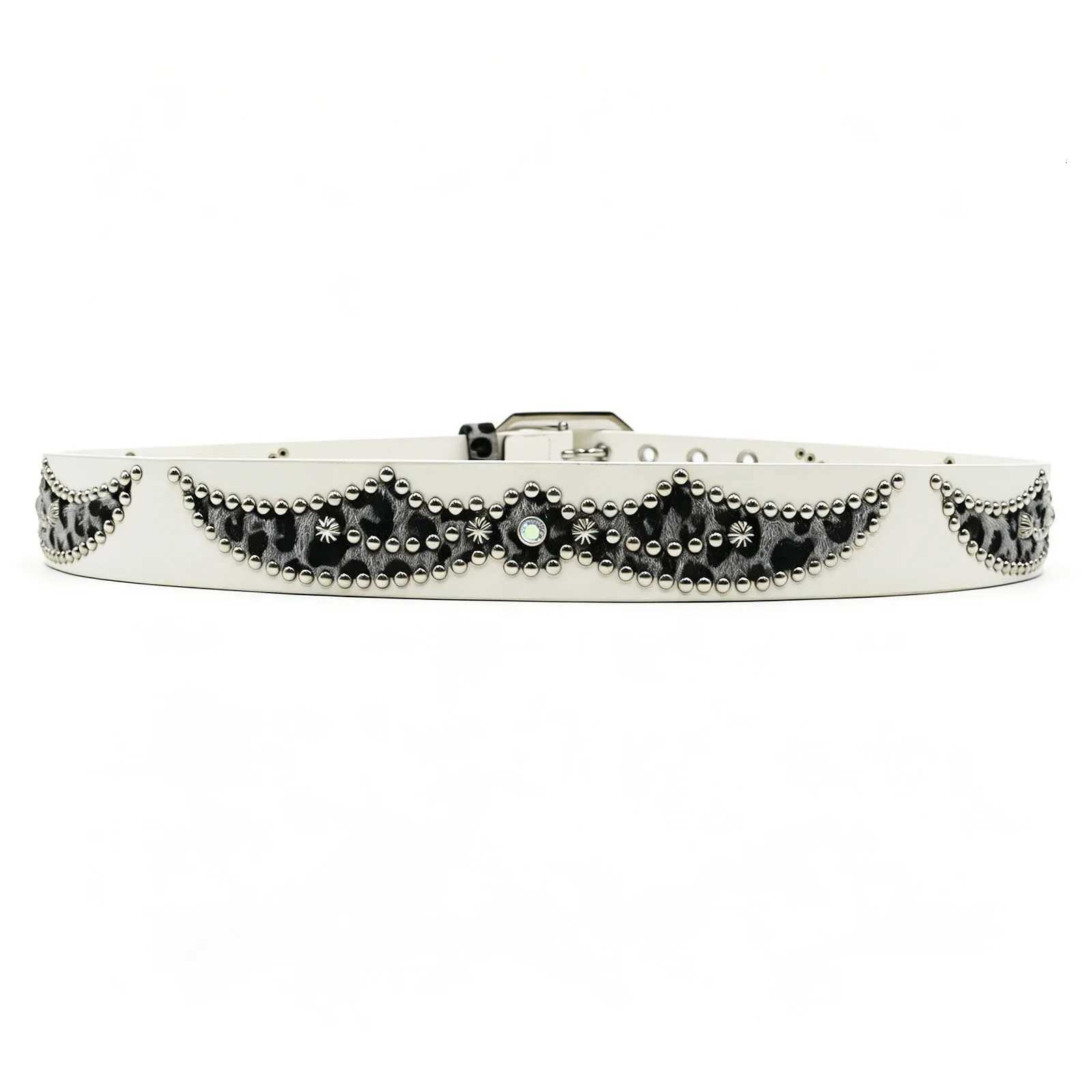 Man Mannahatta Western Rivet Belts Belt Y2K Leopard Zebra Cow Print Studded Rhinestone Belt For Women Punk Cowboy Jean Decorative Belt N260923