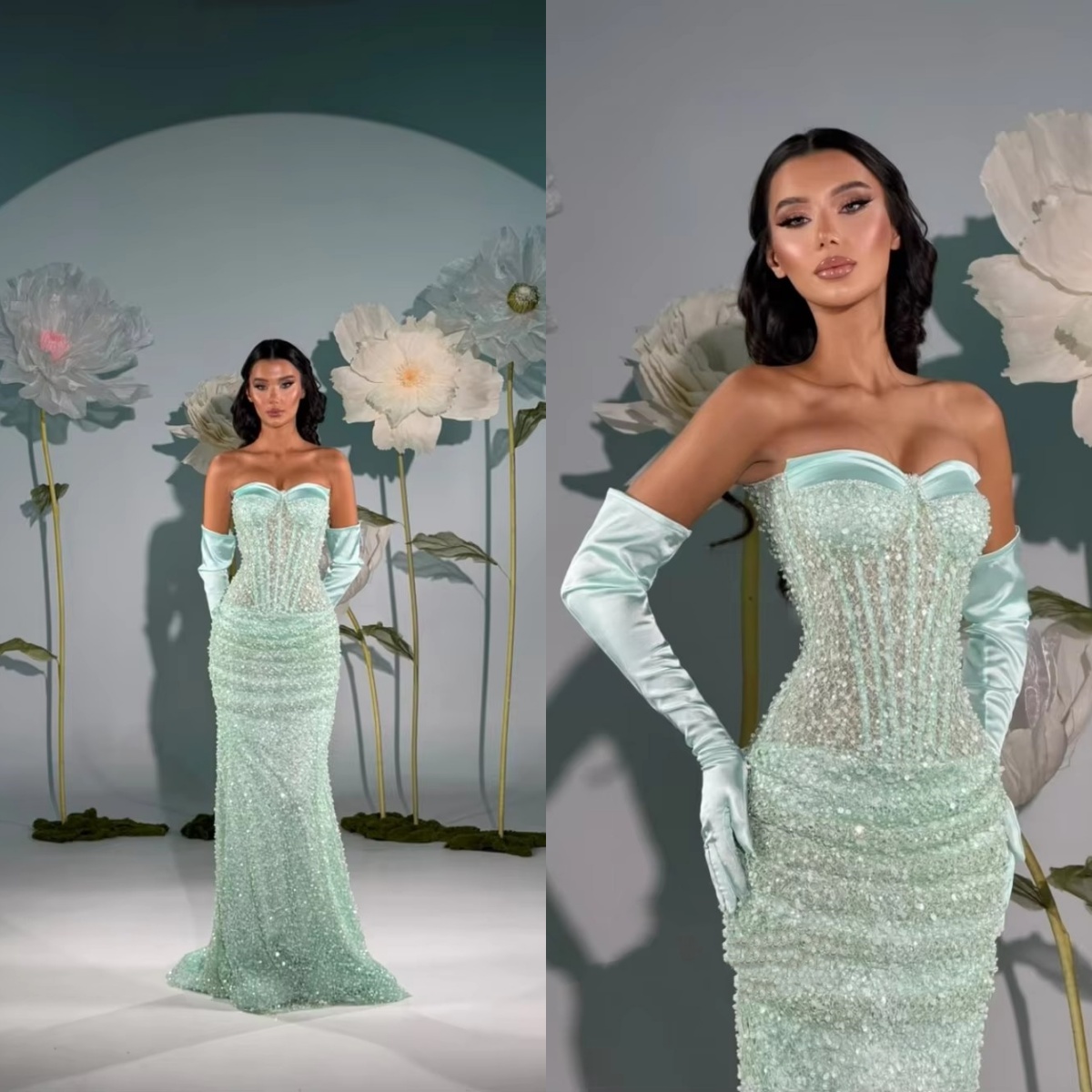 Sparkly Evening Dresses For Women Sweetheart Neck Sleeveless Gown Sequins Floor Length Dress Prom Party Customized Dress