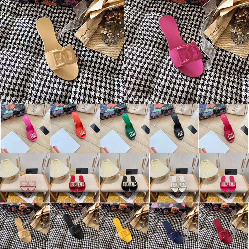Designer Sandals Women Interlocking Slides Rubber DG Slippers Ladies Flat Beach Jelly Script Blue Summer Fall Outdoor Waterproof Luxury Dolces Slide