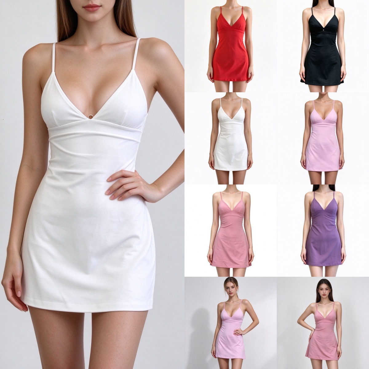 Women's Casual Black Mini Dress Spaghetti Strap Fitted Sundress Square Neck Daily Wear Summer