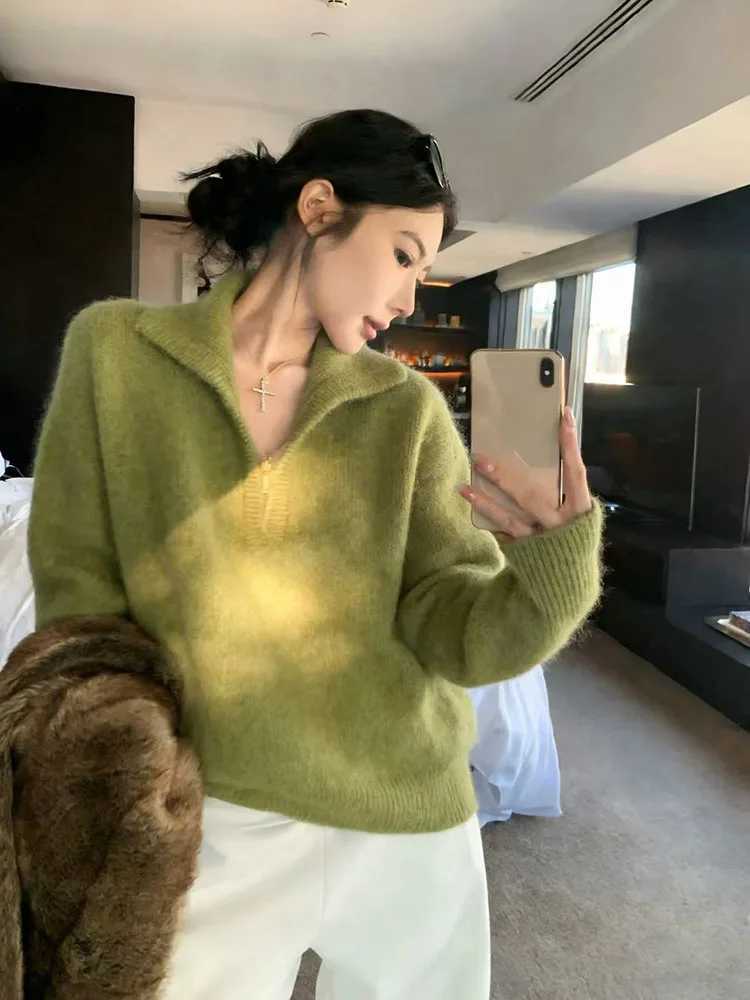 Women's Sweaters Fashion V Neck Sweater for Women Korean Loose Long Sleeve Knitted Pullovers Autumn Winter Soft Lazy Style Casual Jumpers H2609