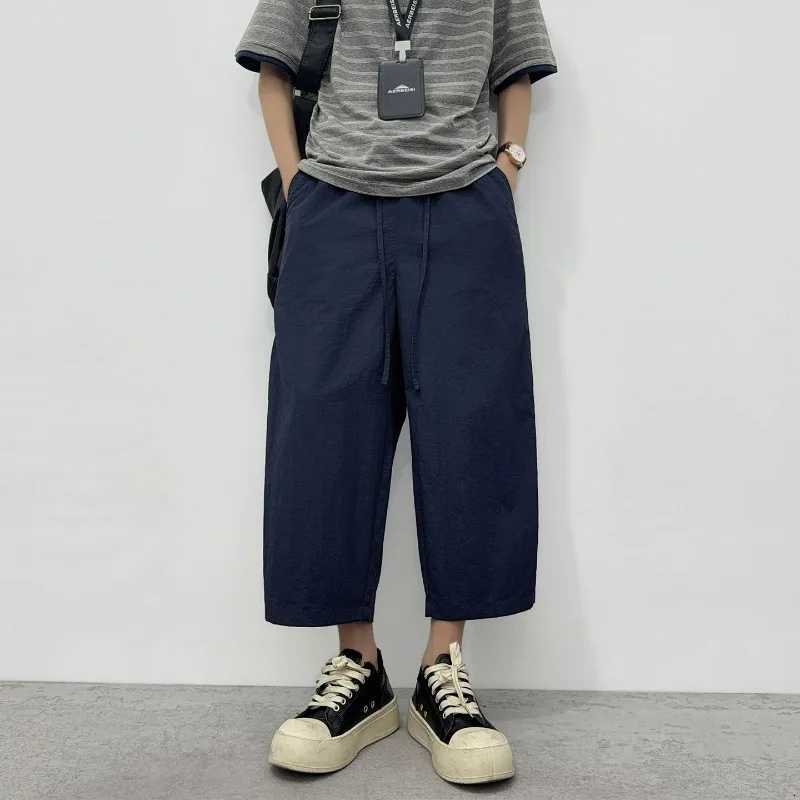 Men's Pants Summer New Men's Ice Silk Pants Korean Y2K All Match Elastic Sweatpants Lightweight Casual Fashion Straight Loose Solid Trouse
