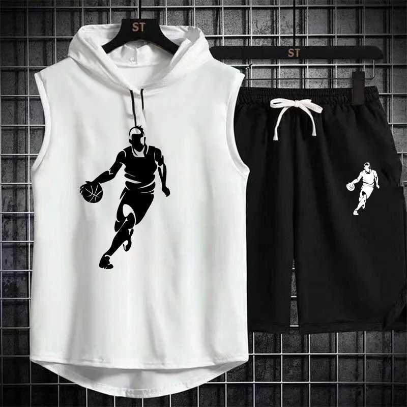 Brand Summer Men's Two Piece Set CasualT-Shirt and Shorts Set Mens Sports Suit Fashion Short Sleeve Tracksuit Hooded T-shirt T260924