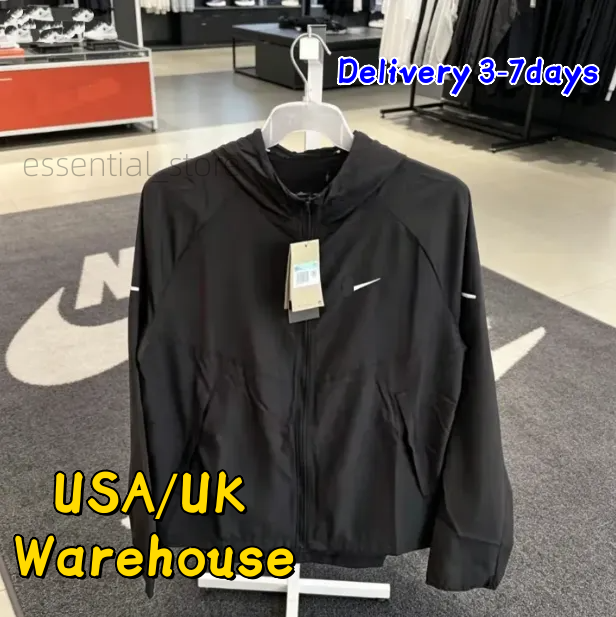 Mike Unisex Lightweight Hooded Windbreaker Jacket Full Zip Up Reflective Stripe Sports Coat Breathable Water Resistant Outdoor Running Training Oute