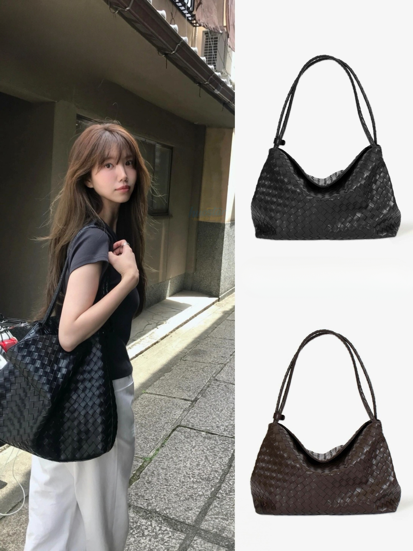 Designer Tote Bag Genuine Leather Woven Large Capacity Korean Style Shoulder Underarm Handbag Purse for Women Daily Commute Travel Shopping
