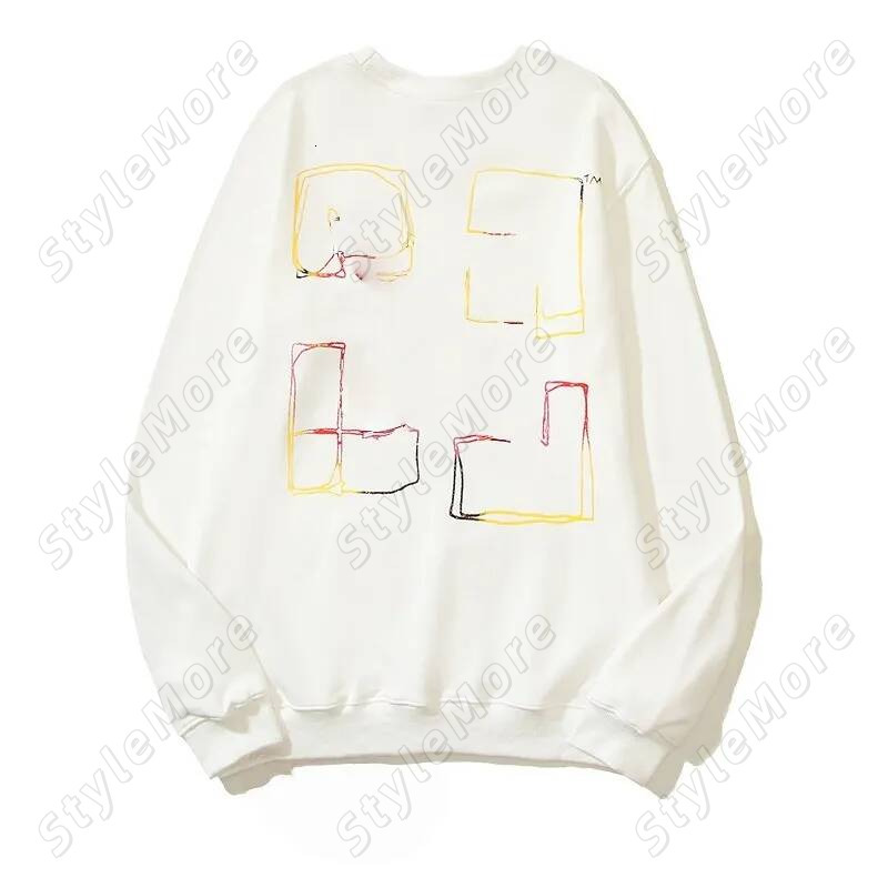 Offes White Long Sleeves Men's Hoodies Street Round Neck Arrow Letter Graphic Printed Sweatshirts Designer Autumn Hoodie 2f7