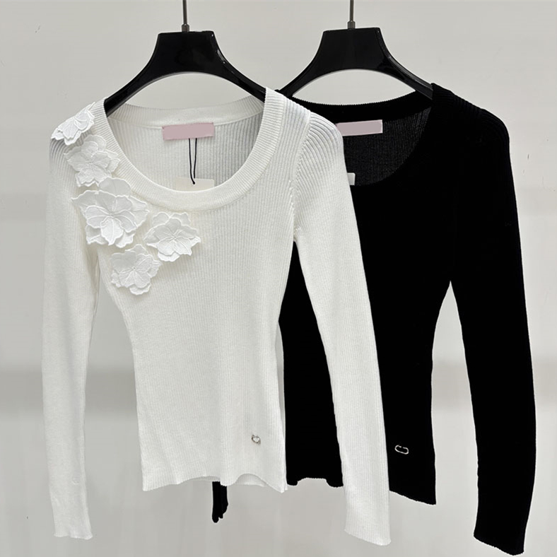 Sexy Women Solid Floral Knit Top Elegant Sheer Thin Crew Neck Long Sleeve Slim Fit Shirt Autumn Dating Party Chic Knitwear Outfit