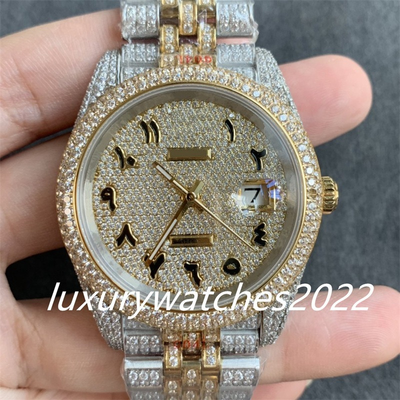 Luxury 41mm Mens Watch Full Diamond Watches Arab Dial 2813 Automatic Mechanical Movement Sappire Glass Jubilee Steel Bracelet Super Edition Wristwat