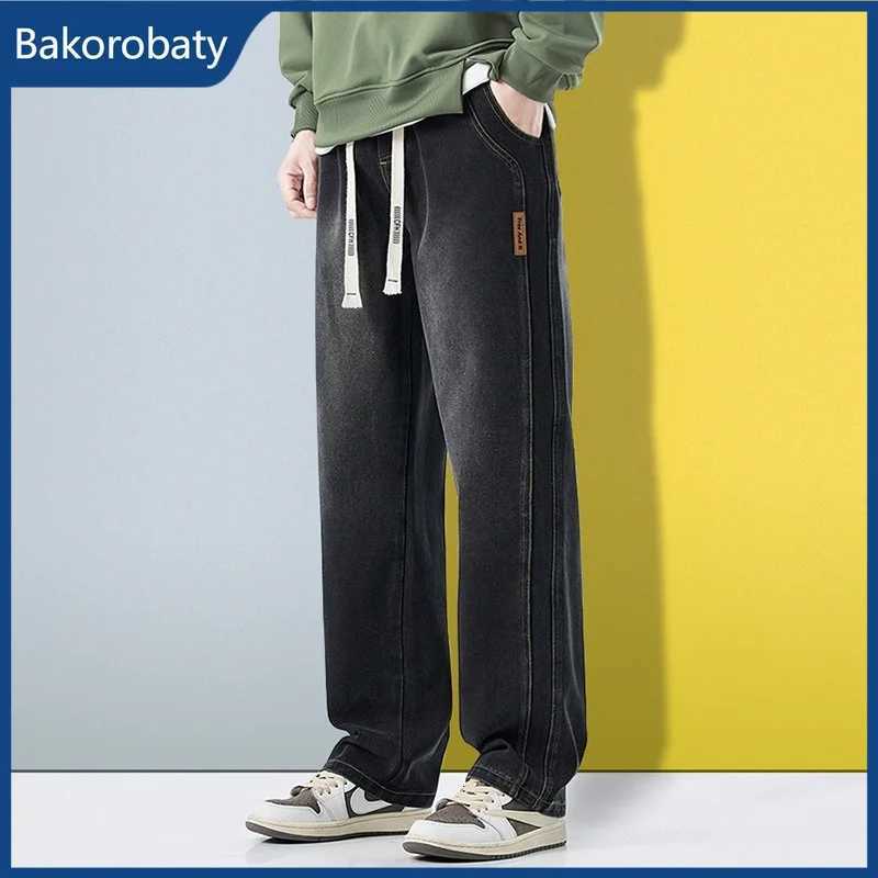 Men's Jeans 2026 Summer Men's Appliques Casual Y2K Baggy Jeans High Street Fashion Straight Wide Leg Denim Pantalones American Retro Jean