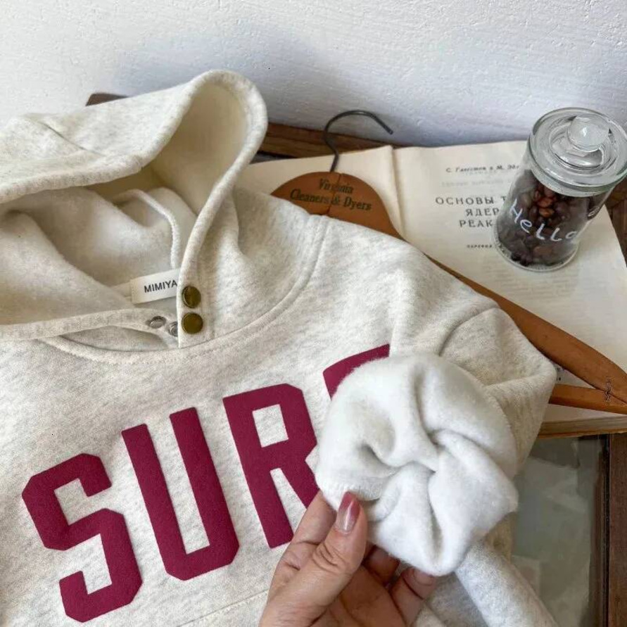 Boys Hoodie Korean Style Autumn Loose Letter Print Hooded Born Baby Fleece Hoodies Long Sleeve Winter Infant Sweatshirt For Boys hooded Girls Sweats