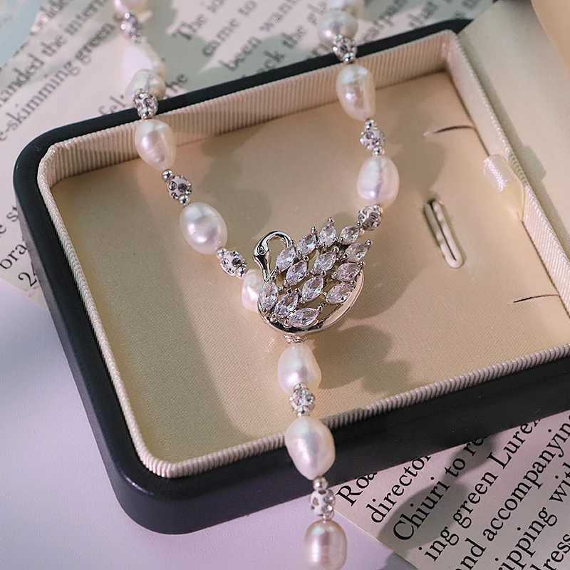 Pearl Pendant Necklaces Natural Freshwater n Zircon Sweater Chain Handmade Design High-Quality Necklace Gift for Wen Jewelry GN0819 N260924