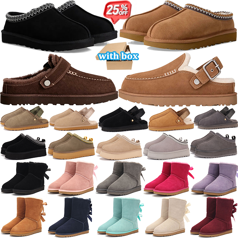 with box tasman tazz designer slippers women sandals winter australia snow fur boot classic mini ankle platform booties comfortable warm shoes