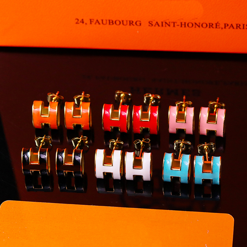 Boucles d'oreilles de marque H avec plusieurs Options, boucles d'oreilles à breloques en émail, bijoux de luxe en or 18 carats de haute qualité p