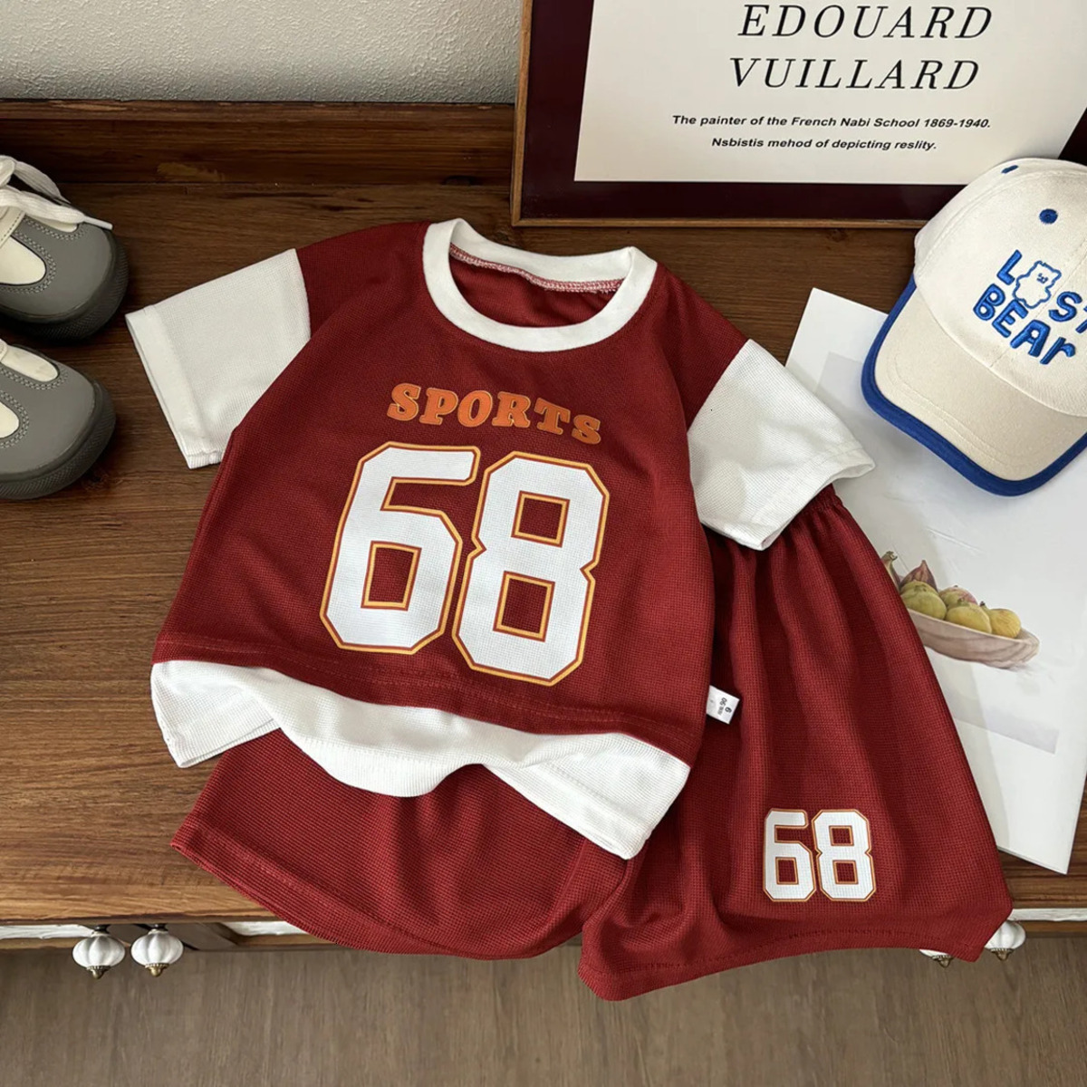 Boys Clothing Set Designer Clothing Summer Kids Short Sleeve baby 2pcs Shorts Set Boys Casual Outdoor Sportswear Loose Fit Soccer Jersey Fake 2 Pi K