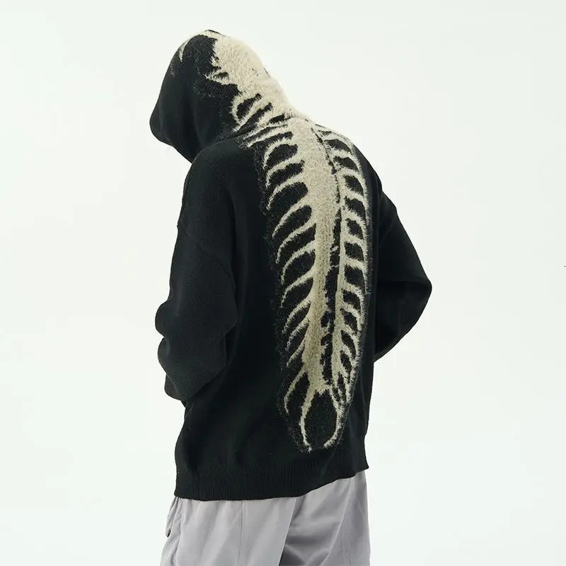 American Men Centipede Pattern Sweater Vibe Hooded Sweater Retro High Street Ins Men and Women Trendy Sweater 260923