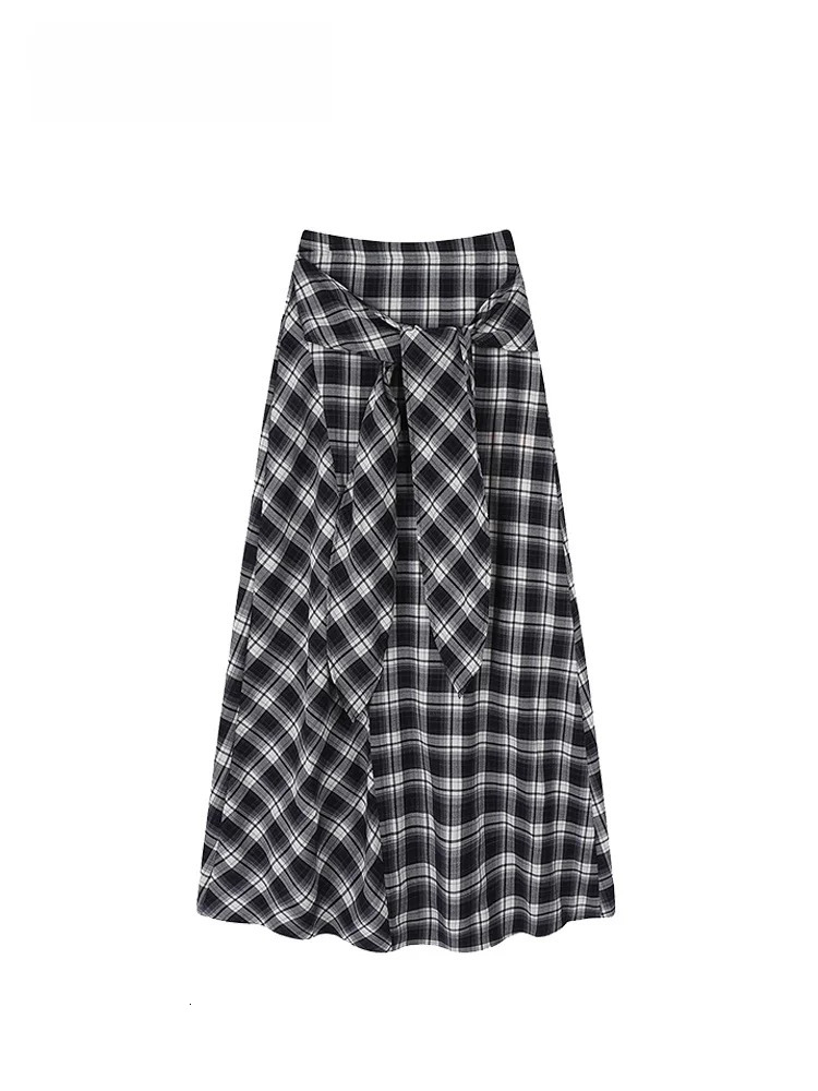 High Waist Plaid A-Line Skirt for plus Size Women Summer Slimming Flattering for Pear aped Body Meat Concealing Skirts 260923