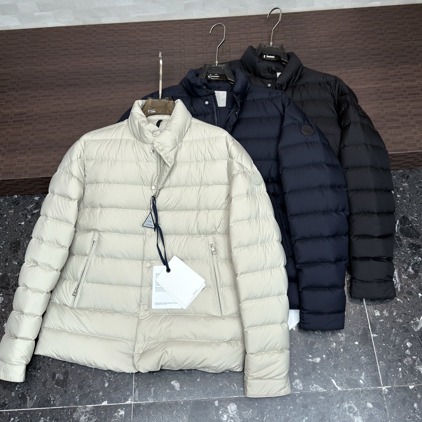 Designer Mens Short Puffer Down Jacket High Neck Zip Up Warm Casual Winter Coat Regular Fit Navy Brown XXXL