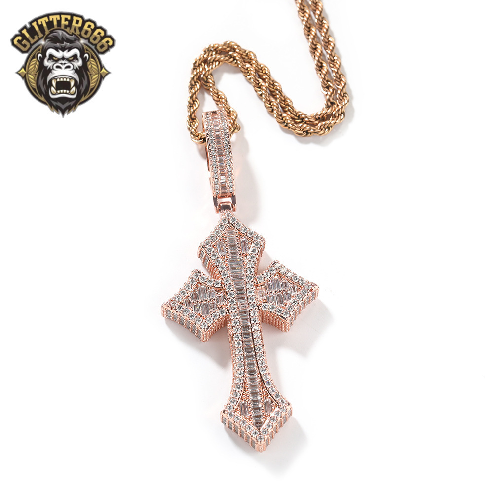New Moissanite Cross Pendant Necklace Hip-hop Rap Trend Men's Necklace Accessories Wholesale