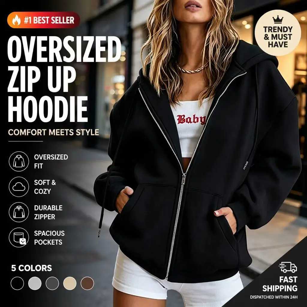 Women's Fleece Lined Warm Zip Up Hoodie Cardigan t Long Sleeve Versatile Casual Sweatshirt for SprAutumn T260923