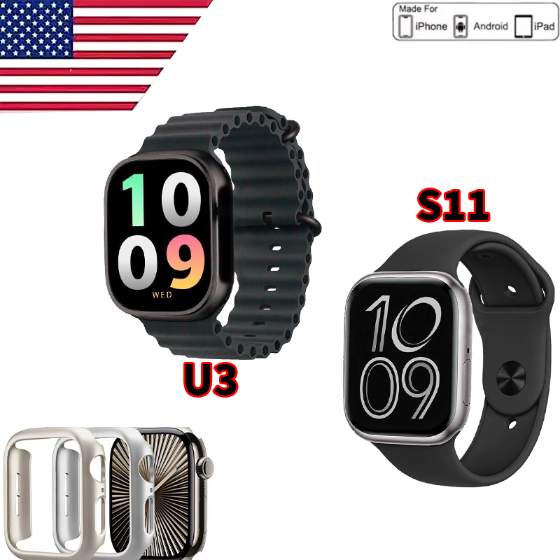 Protective case for Apple Watch Series 11 and Ultra 3; supports call and messaging functions and HD screen Bluetooth connectivity; compatible with 4