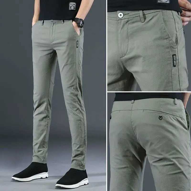 Men's Pants Spring Autumn Elegant Fashion Harajuku Slim Fit Trousers Loose All Match Sport Casual Pants Solid Pockets Straight Leg Pants D26092
