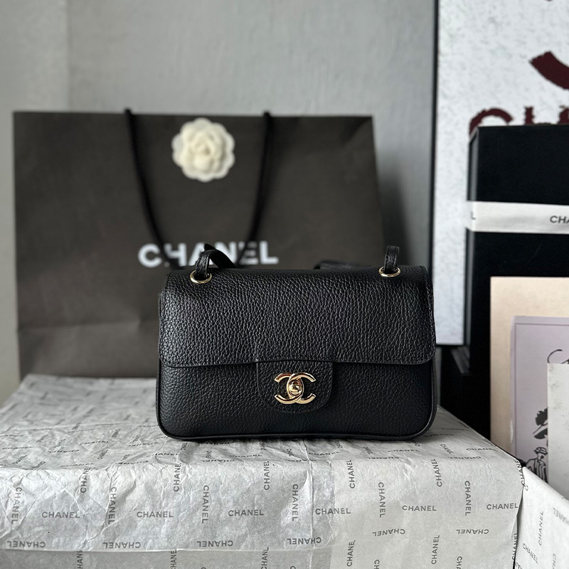 10A Top Quality Designer Bag Women Grained Leather Flap Crossbody Bag Vintage Gold Metal Turn Lock Shoulder Purse Classic Small Square Handbag Daily