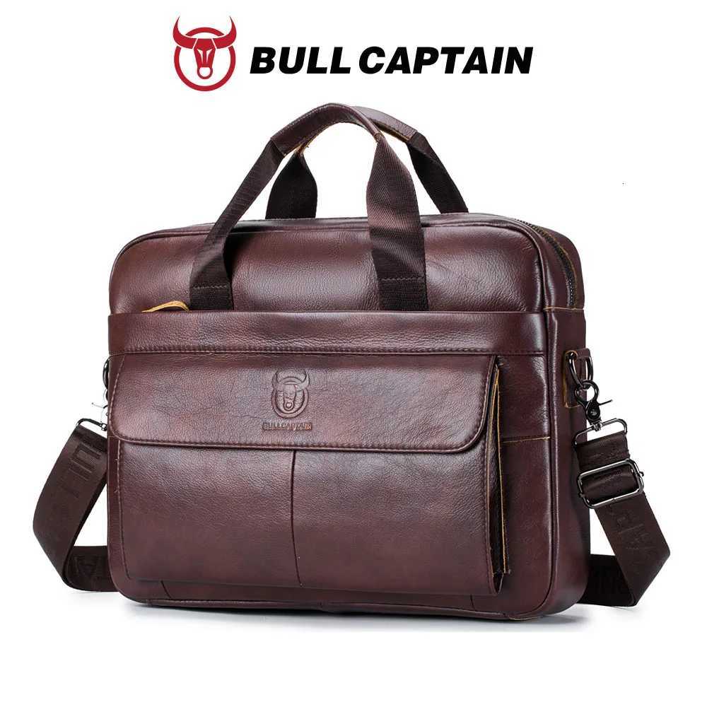 Briefcases BULLCAPTAIN Men's Bag Genuine Leather Men Briefcase for Laptop 14 Messenger Men's Leather Bag Business Portfolio for Document A