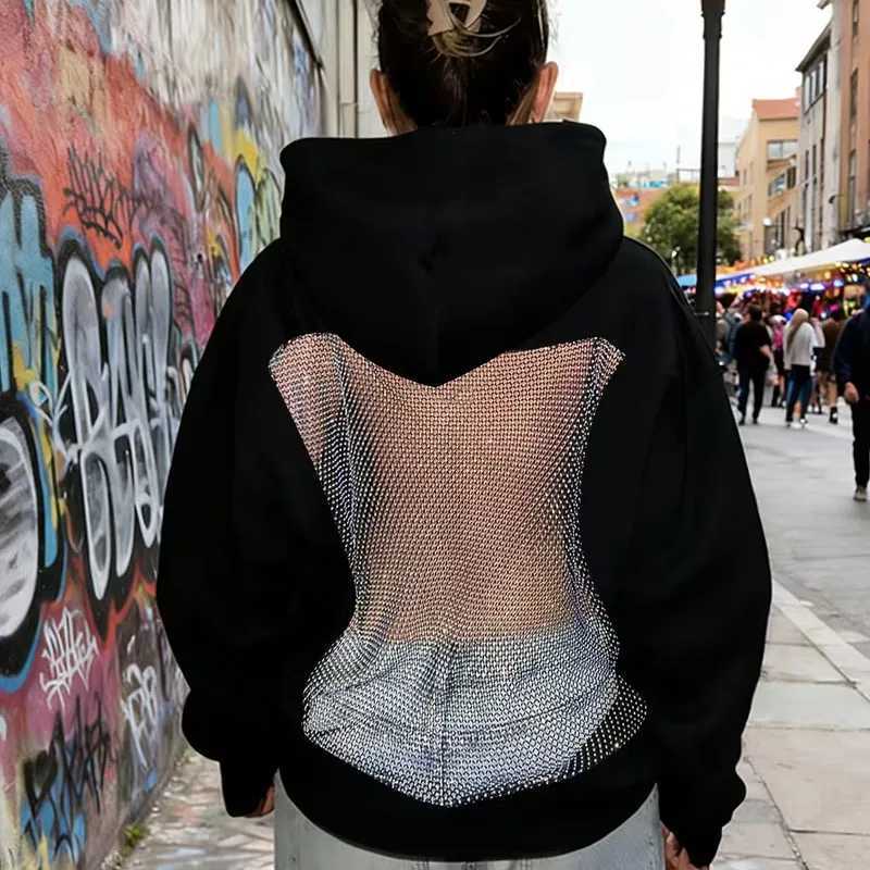 4 Styles Best Seller Sexy Bkless Hoodie for Women Solid Color Mesh Hollow Out Long Sleeve Pullover Sweatshirt Top T260923