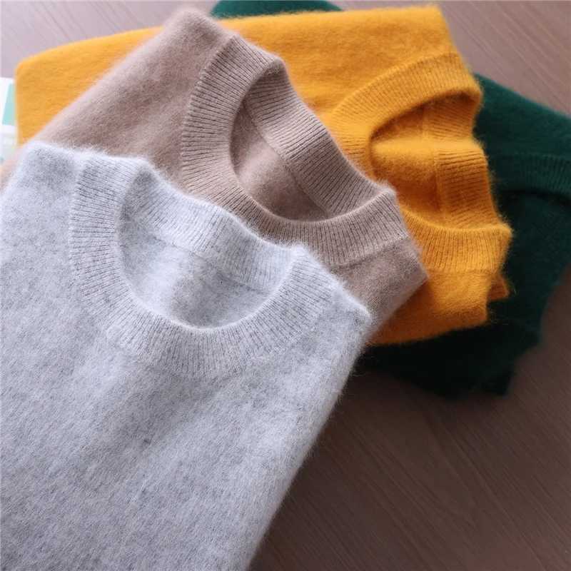 Women's Sweaters Autumn And Winter New Mink Cashmere Sweater Women's Short Thick Semi-High Collar Bottoming Shirt Solid Color Simple Top H