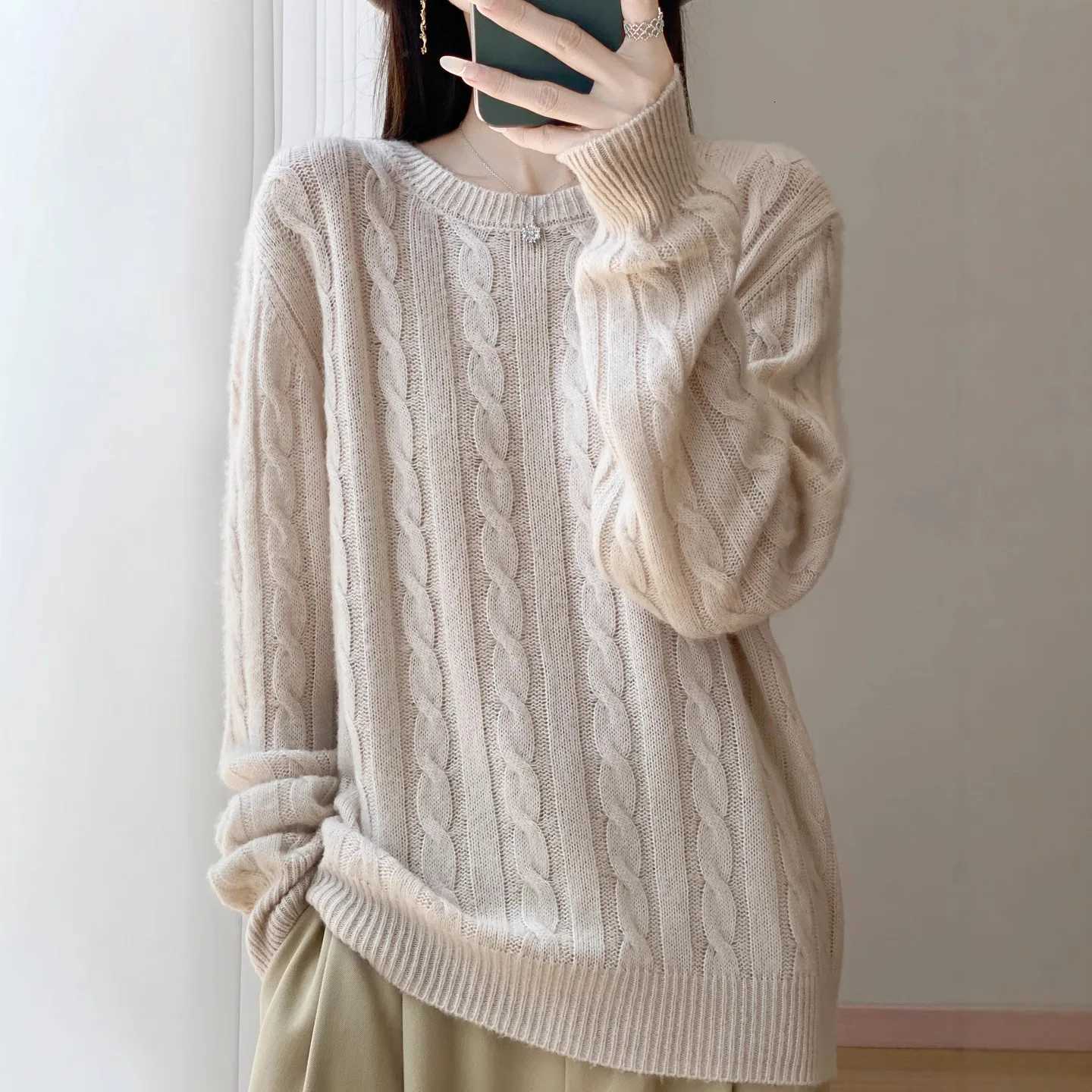 Women's Sweaters Wool Sweater Autumn Winter Thick Warm Soft Cashmere Women Sweater Loose Jumpers Bottoming Shirts Korean Fashion Knitted Tops H
