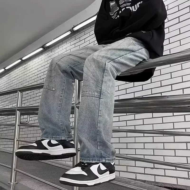 Men's Jeans 2025 New Men's Y2K Vintage Baggy Cargo Jeans High Street Distressed Denim Pants Hombre Harajuku Aesthetic Casual Straight Jean