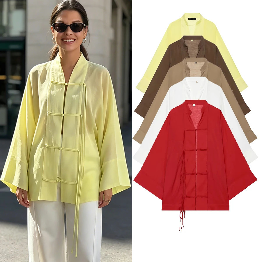 Women Elegant Blouse For Women Loose Long Sleeve Shirts Female Single-breasted Casual Shirts Fashion See Through Thin Top 260923