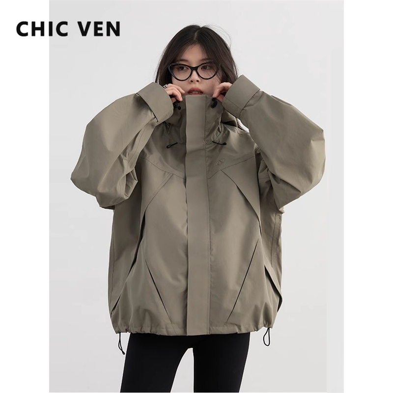 CHIC VEN Women Jacket Loose Solid Outdoor Jackets Casual Sports Hooded Short Coat Windproof Female Clothing Autumn Winter 260923