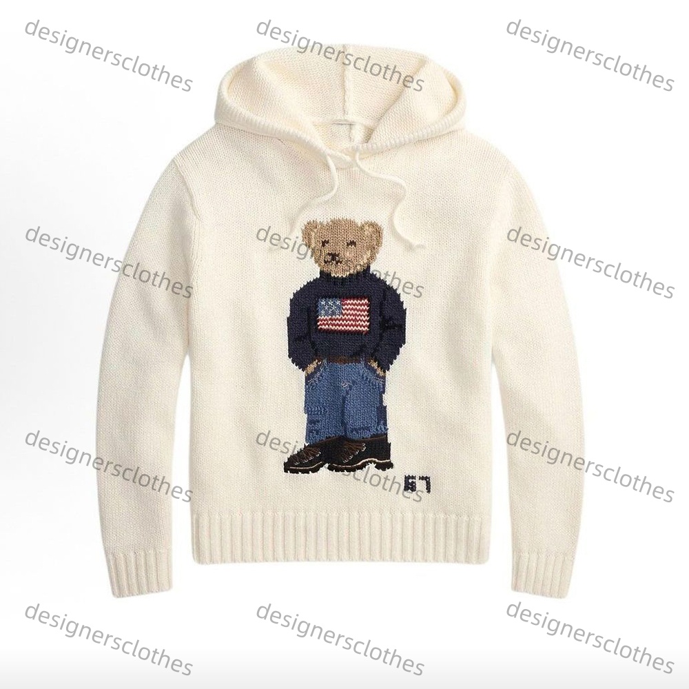 High Version Designer Mens Sweaters Crew Neck Knitted Bear Jumpers Casual American Flag Trendy HighEnd Comfortable Cotton Men Bears Pullover Sweatsh