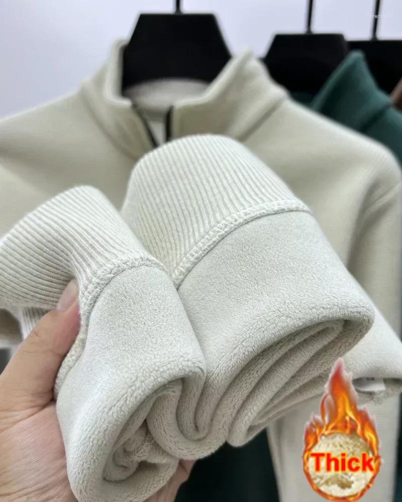 Warm Sweater Men's Knitwear Solid Color Chunky Half Zipper Thickening Luxury Clothing Turtleneck