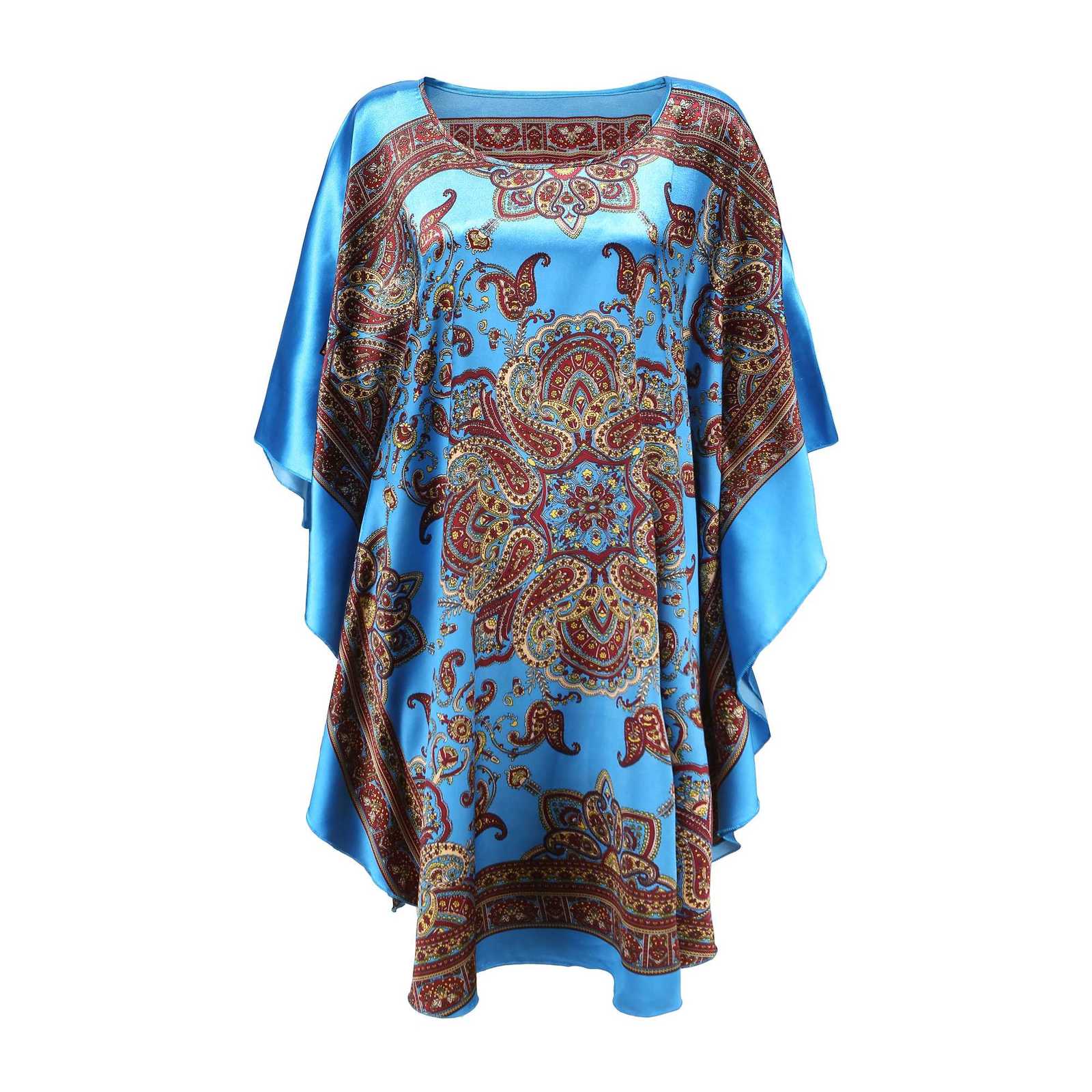 Sleep Lounge Women's Sexy Female Silk Rayon Robe Bath Gown Nightgown Summer Casual Home Dress Printed Loose Sleepwear Plus Size Nightwear Bathr