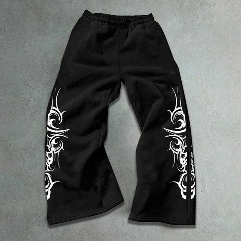 Men's Pants Harajuku Hip-Hop Trousers Men High Street Y2K Pants Casual Wide-leg Pants Sweatpants Spring Summer Printed Streetwear Trend Pant D2