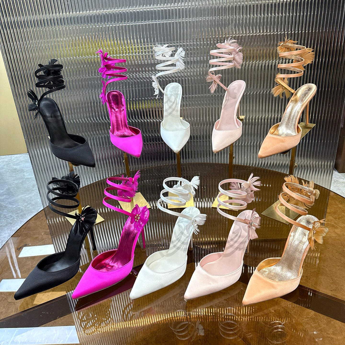 2026 New Sexy Floral Rhinestone Women Wedding Party Sandal High quality Open Toe Ankle Wrap Strap Luxury Designer Stiletto High Heel Evening Dress S