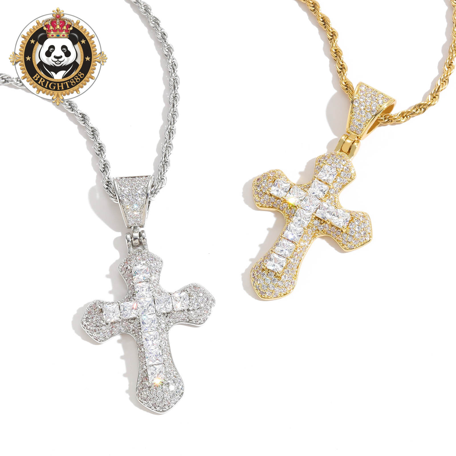 Hip Hop Jewelry vvs Moissaniteia Cross Pendant Simple Men and Women Trend Hip-hop Necklace Pendant Personality