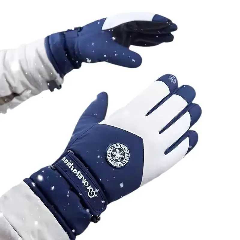 Ski Gloves Winter Snowboard Ski Gloves PU Leather Non-slip Touch Screen Waterproof Motorcycle Cycling Fleece Warm Riding Gloves Q260923