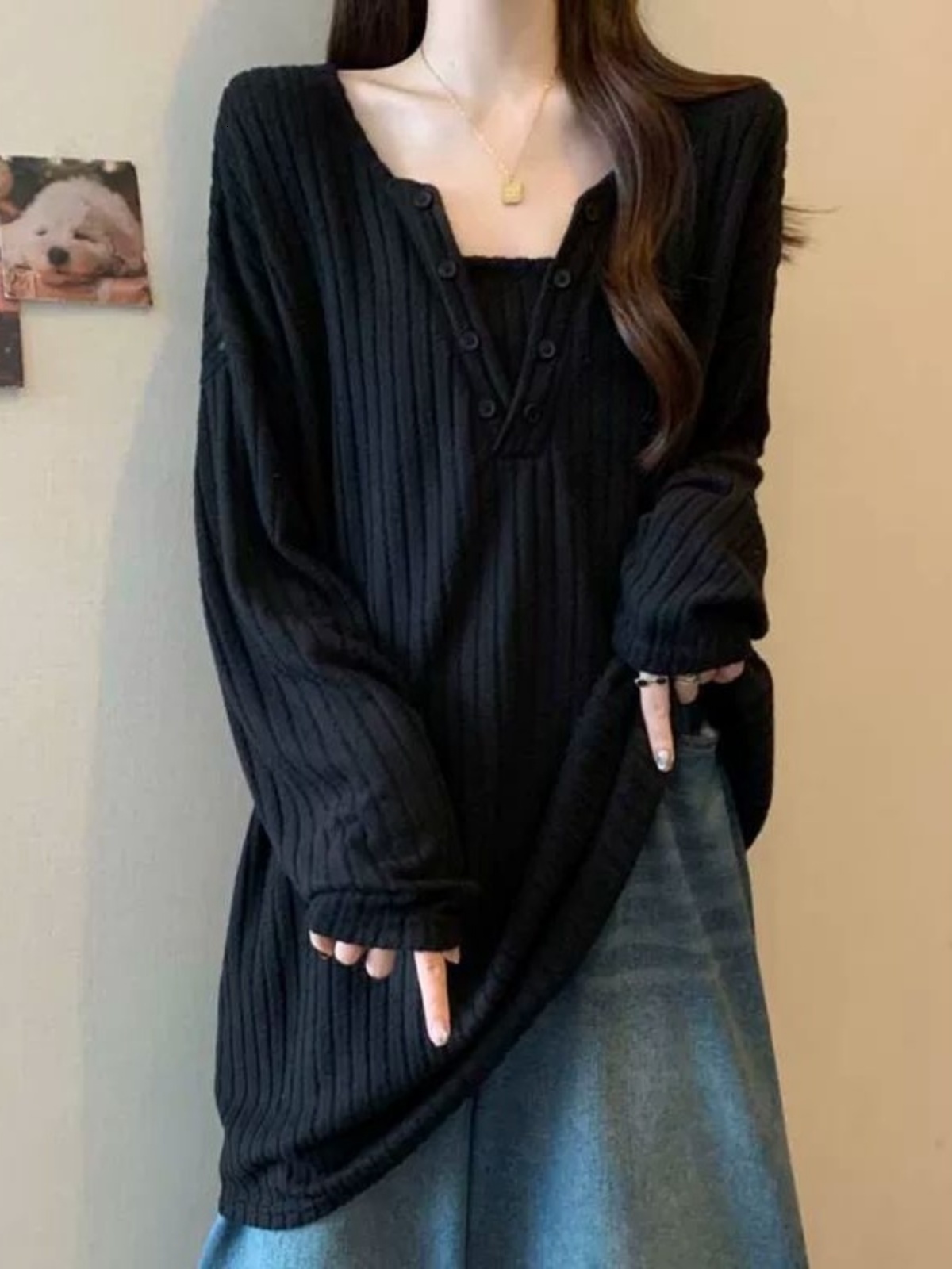 New Premium Long Sleeve T-Shirt Women's Autumn Winter plus Size Loose Base Shirt Mid-Length Bottoming Top Korean Style Commut...