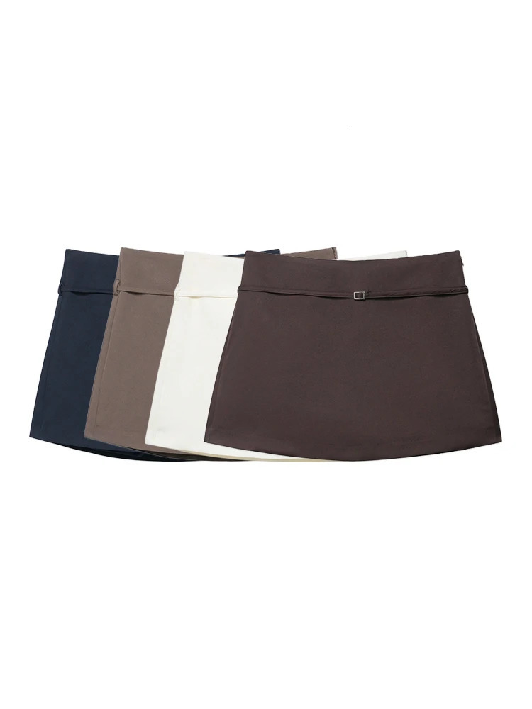 Womens Solid Color Skort with Belt Side Zipper Casual Shorts Skirts Fashionable And Stylish Clothing 260928