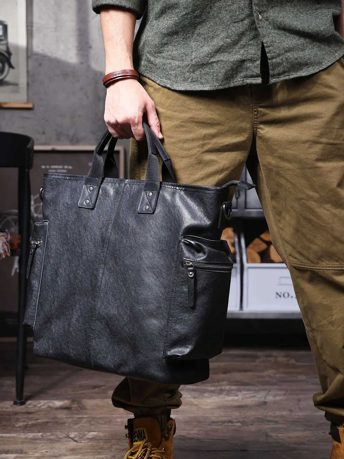 Briefcases PNDME Handmade Vegetable Tanned Cowhide Men's Black Briefcase Genuine Leather Women Large Capacity Laptop Handbag H260923