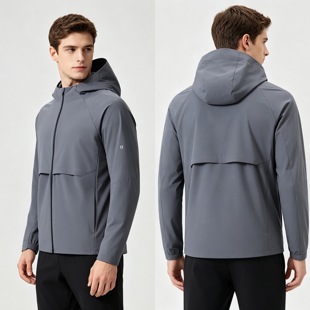 3025A Sports Inspired Men's Outdoor Hoodie for Jogging Weather Resistant Design Mens Windproof Running Jacket with Hood Sports Top Runners&#