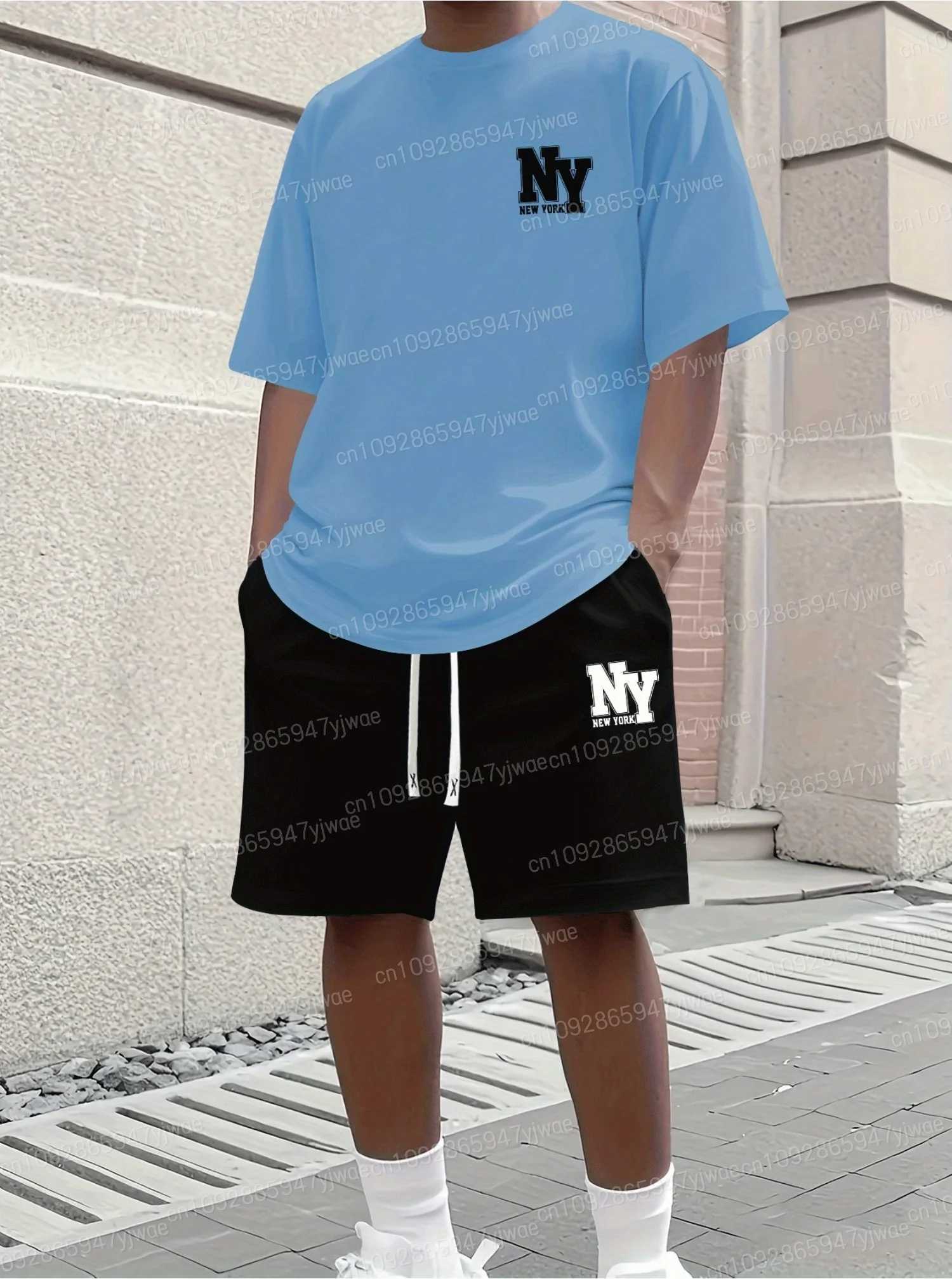 Summer Men's 2 Pieces Set Ny New York Adult Sportswear Fitness Set Men's Tracksuit 2 Pieces Set Oversized Clothes T260924