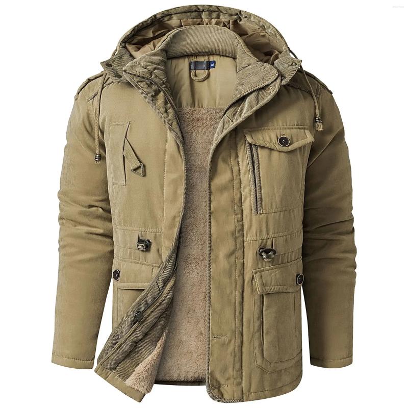 Winter Fleece Parkas Men Warm Windproof Jackets Thick Hooded Parka Coat Mens Fur Linner Outerwear Casual Cotton Padded Jacket
