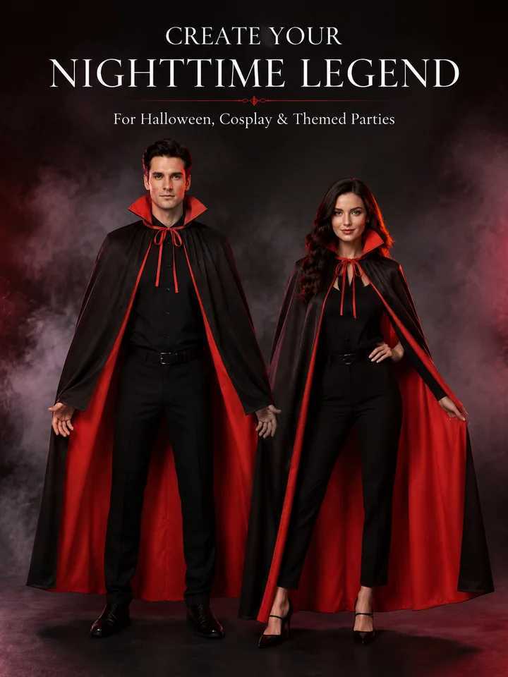 Halloween role-playing costumes Theme Costume Reversible Black and Red Vampire Cape for Halloween Cosplay Costume C260923