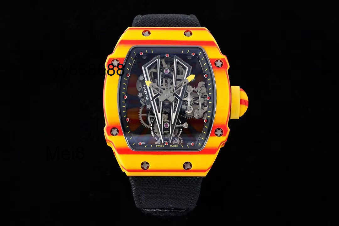 Watches Luxury Watch Automatic wathes designer Rich M27-03 Tourbillon TPT material made integrated foRich Ming bottom plate table bridge titanium me